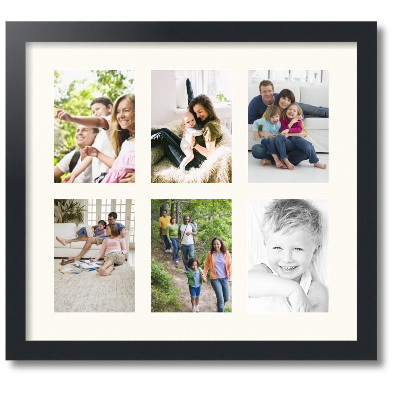 ArtToFrames Collage Photo Picture Frame with 6 - 5x7 inch Openings, Framed in Black with Over 62 Mat Color Options and Plexi Glass (CSM-3926-2041)